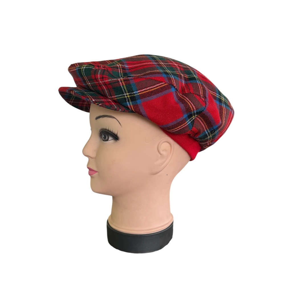 Ingles‎ Buchan Stewart Royal Tartan Plaid Wool Newsboy Cap Made in Scotland Red